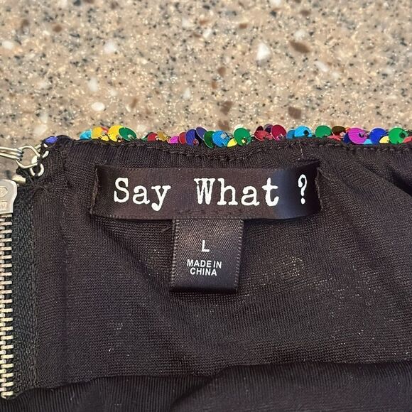 SAY WHAT? Off Shoulder Sequin Sparkle Crop Top - Picture 3 of 9